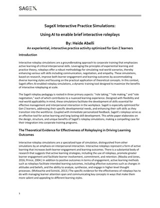 SageX Interactive Practice Simulations: Using AI to enable brief interactive roleplays