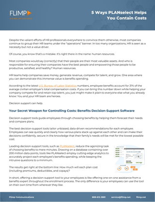 5 Ways PLANselect Helps You Contain Costs