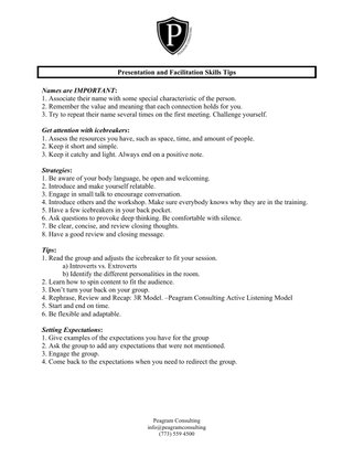 Presentation and Facilitation Skills Tips