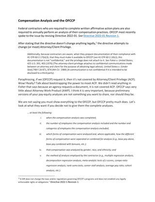 Compensation Analysis & the OFCCP