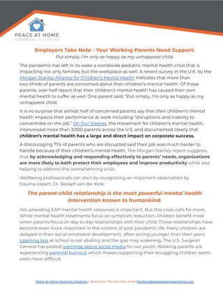 Children's Mental Health Impacts Employee Well-being