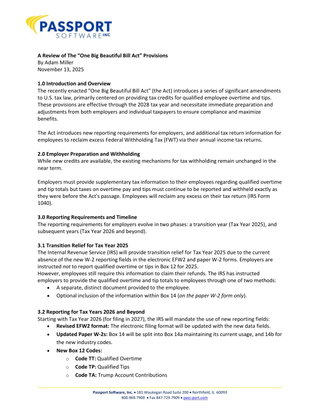 A Review of the OBBB Provisions