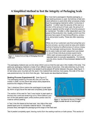 A Simplified Method to Test the Integrity of Packaging Seals