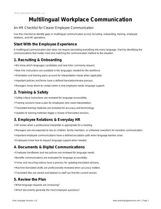 Multilingual Workplace Communication: An HR Checklist
