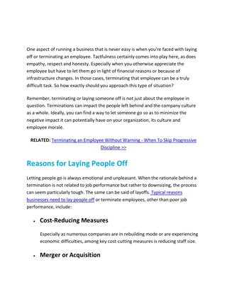 Handle with Care: Layoffs and Terminations