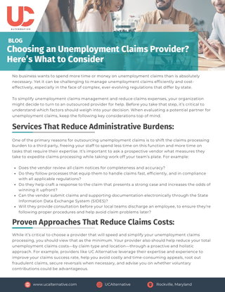 UC Alternative - Choosing an Unemployment Claims Provider? Here’s What to Consider 