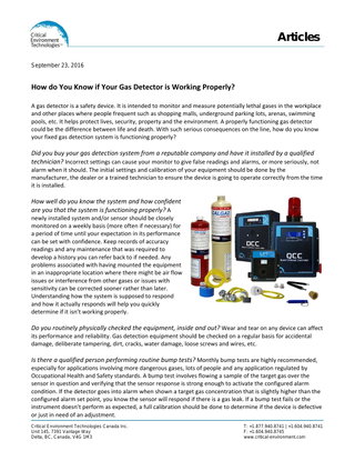 How do You Know if Your Gas Detector is Working Properly