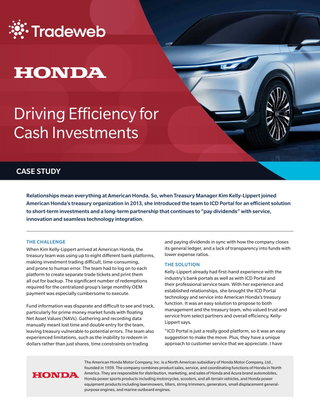 Driving Efficiency for Cash Investments with American Honda