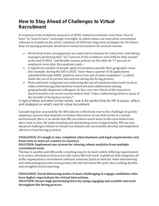 How to Stay Ahead of Challenges to Virtual Recruitment