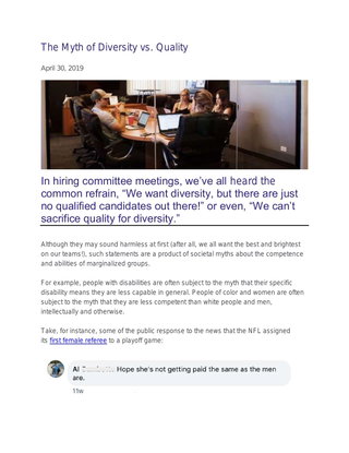 The Myth of Diversity vs. Quality