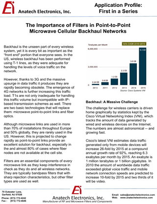 The Importance of Filters in Point-to-Point Microwave Cellular Backhaul Networks