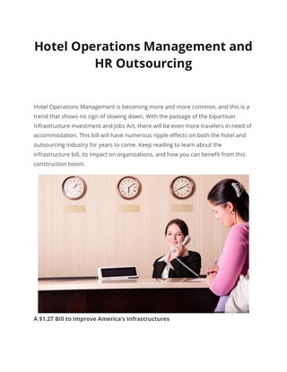 Hotel Operations Management and  HR Outsourcing