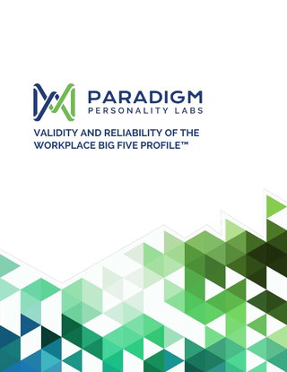 Validity and Reliability of The WorkPlace Big Five Profie