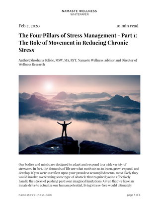 Part 1 of the Four Pillars of Stress Management - Movement