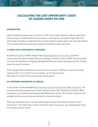 Calculating the Lost Opportunity Costs of Leasing Agent DIY-ers
