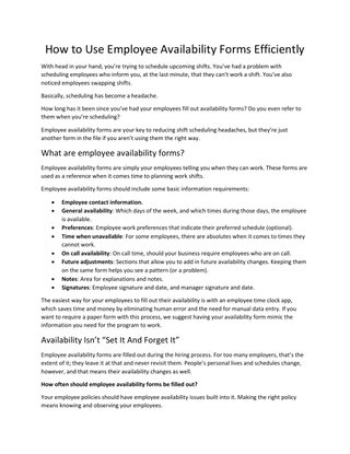 How to Use Employee Availability Forms Efficiently