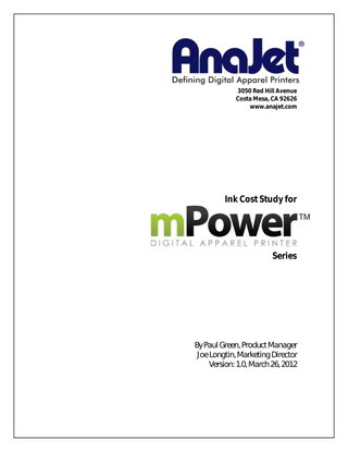 AnaJet Ink Cost Study
