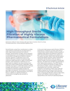 High-Throughput Sterile Filtration of Highly Viscous Pharmaceutical Formulations