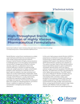 High-Throughput Sterile Filtration of Highly Viscous Pharmaceutical Formulations
