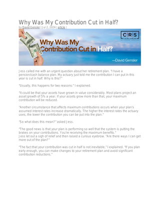 Why was my contribution cut in half?