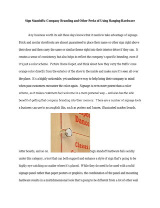 Sign Standoffs: Company Branding and Other Perks of Using Hanging Hardware