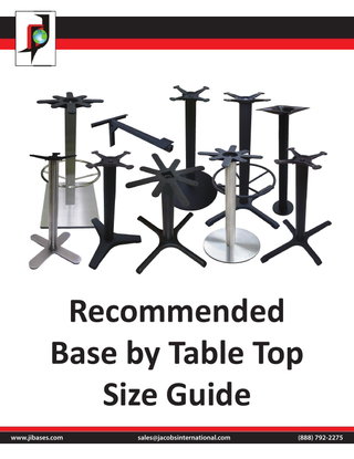 Recommended Base by Table Top Size Guide