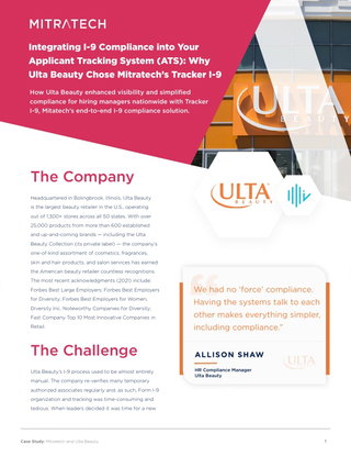 Integrating I-9 Compliance into Your Applicant Tracking System (ATS): Why Ulta Beauty Chose Mitratech’s Tracker I-9