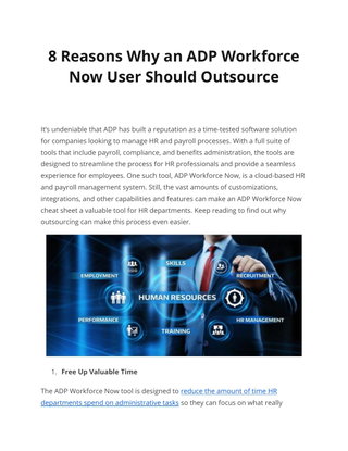 8 Reasons Why an ADP Workforce  Now User Should Outsource