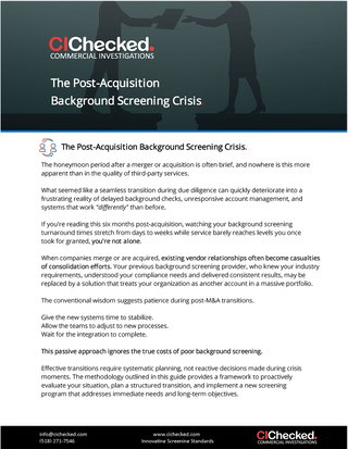The Post-Acquisition Background Screening Crisis