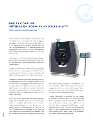 TABLET COATING: OPTIMAL UNIFORMITY AND FLEXIBILITY