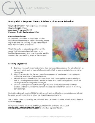 CEU Opportunity - Art & Science of Artwork Selection
