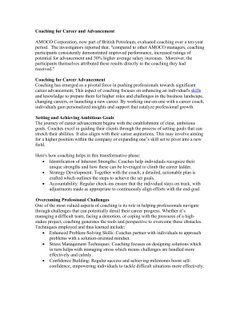 Coaching for Career and Advancement