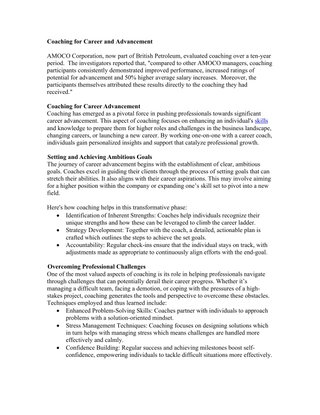 Coaching for Career and Advancement