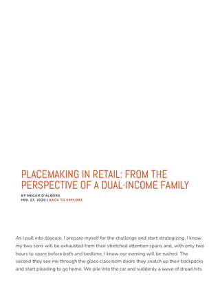 Placemaking in Retail: From the Perspective of a Dual-Income Family