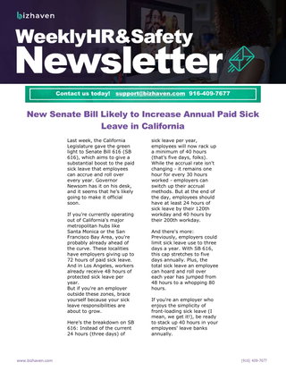 CA Paid Sick Proposed Changes