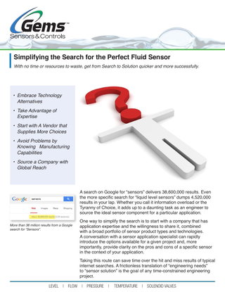 Simplifying the Search for the Perfect Fluid Sensor