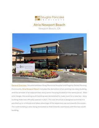 Project: Atria Senior Living Center at Newport Beach