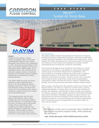 Case Study | Mayim™ Flood Barrier | Tyndall Air Force Base