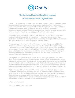 The Business Case for Coaching Leaders at the Middle of the Organization
