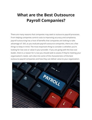 What are the Best Outsource  Payroll Companies?