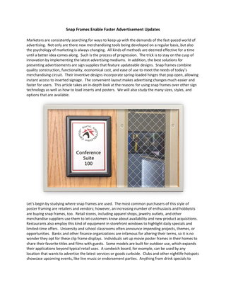Snap Frames Enable Faster Advertisement Updates