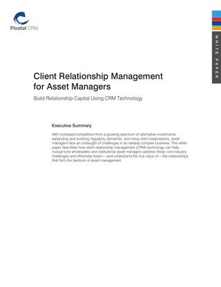 Client Relationship Management for Asset Managers