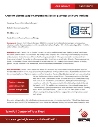 CESCO Realizes Big Savings with GPS Tracking