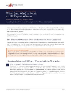 When (and Why) to Retain an HR Expert Witness