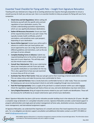 Essential Travel Checklist for Flying with Pets – Insight from Signature Relocation