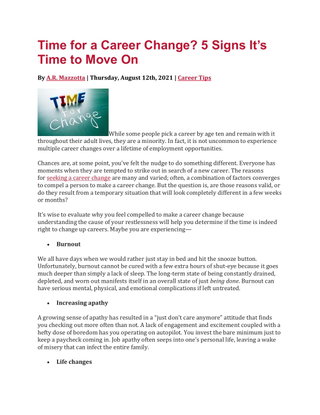 Time for a Career Change? 5 Signs It’s Time to Move On