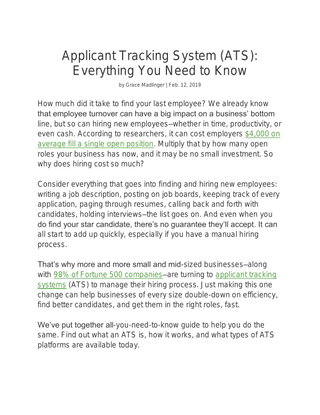 Applicant Tracking System (ATS): Everything You Need to Know