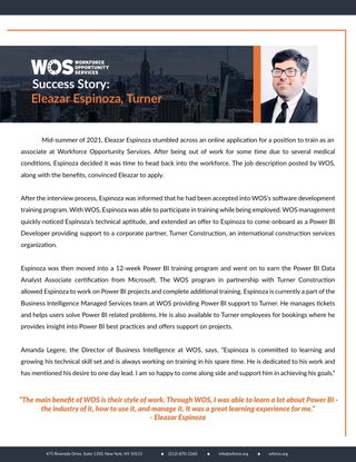 Success Story: Eleazar Espinoza, Turner