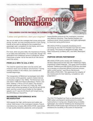 Trelleborg Coated Material in Flexible Fuel Tanks