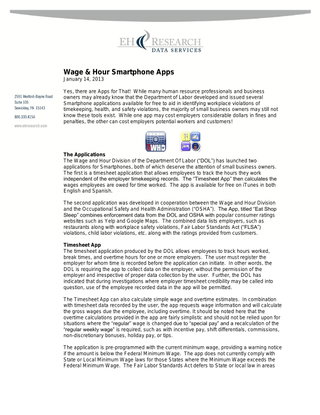 Wage & Hour Smartphone Apps